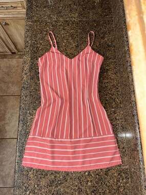 Forever 21 Contemporary Pink and White Striped Cami Mini Dress